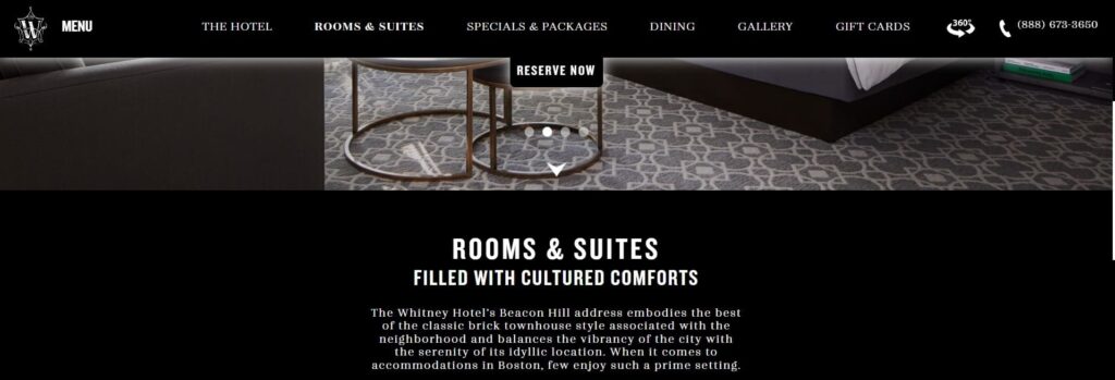 The Whitney Hotel website copywriting