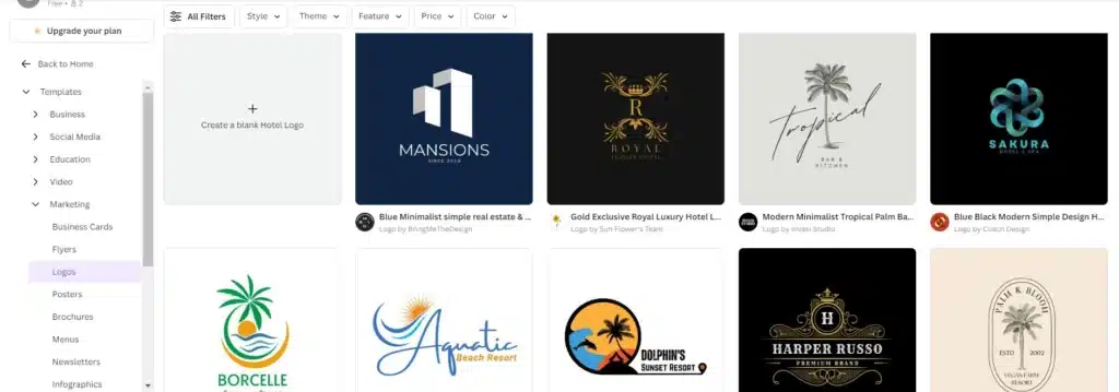 hotel website logo examples