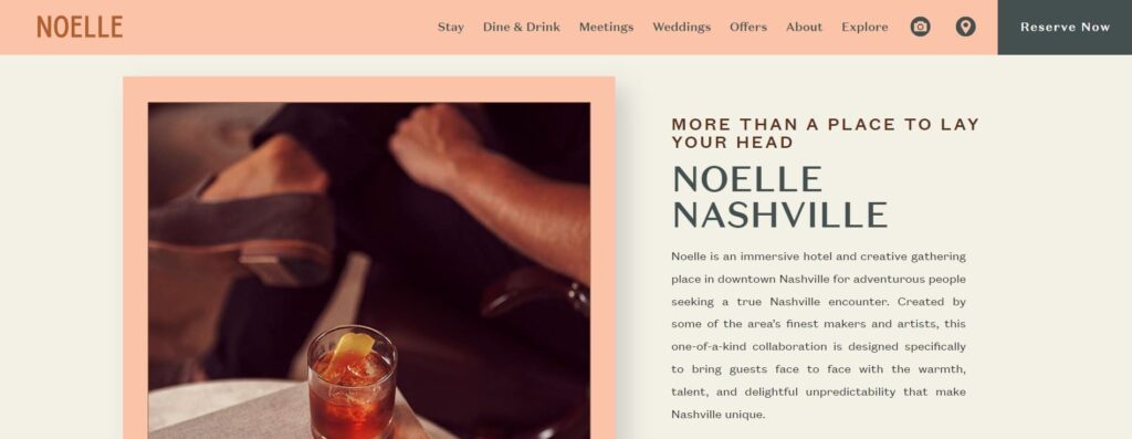 hotel website copywriting for Noelle